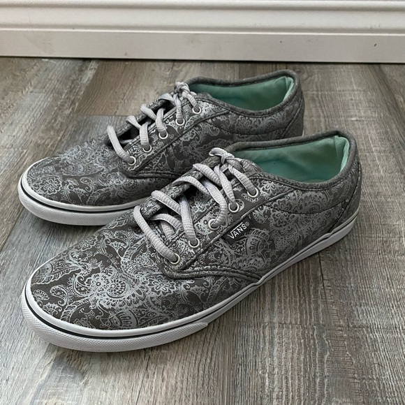 Vans Silver Floral Low Top Lace Up Sneakers 8 - Picture 1 of 8
